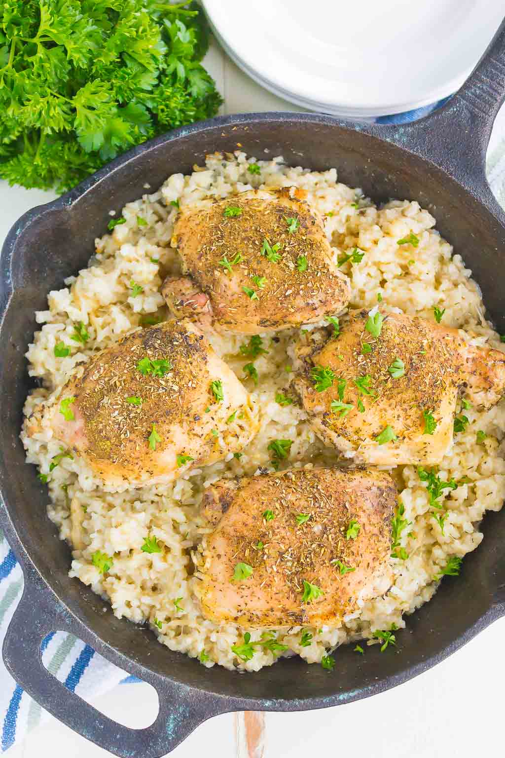 One Pan Chicken Garlic Parmesan Rice