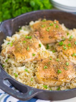 One Pan Chicken Garlic Parmesan Rice