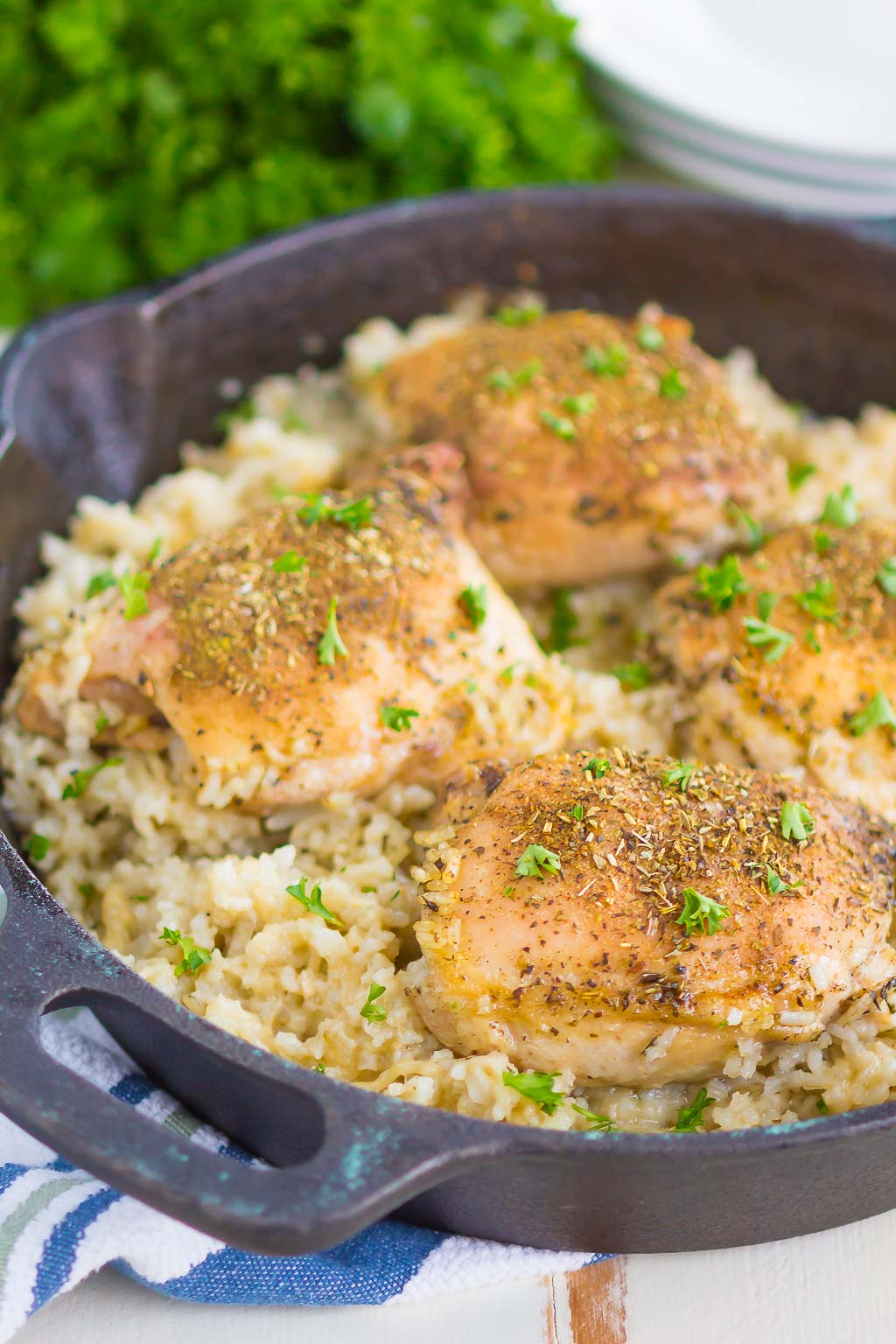 One Pan Chicken Garlic Parmesan Rice