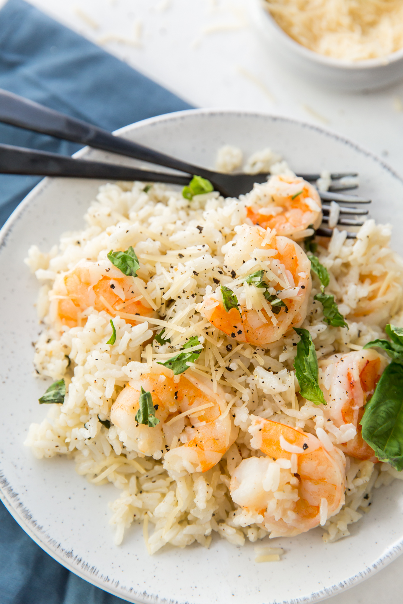 shrimp and rice on plate