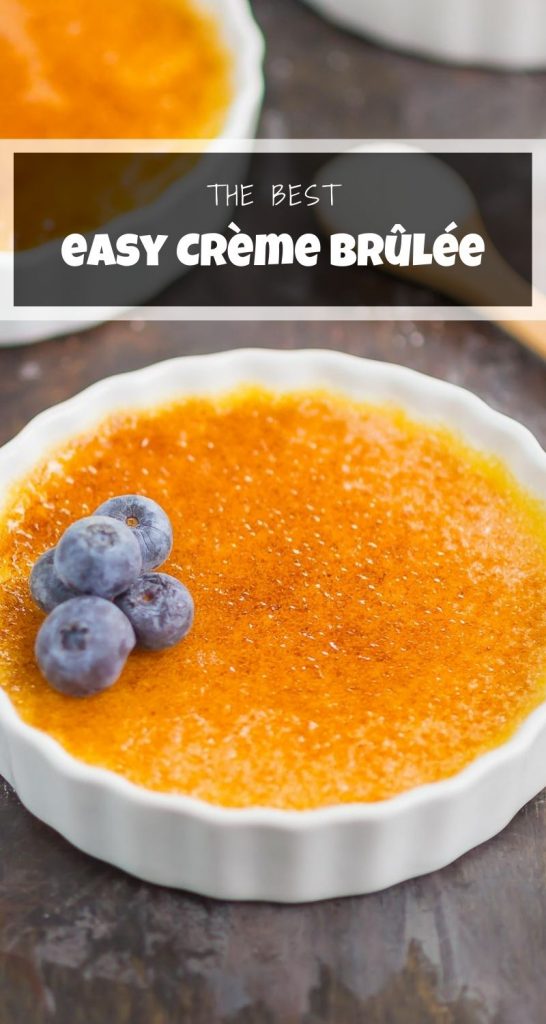 creme brulee in a white ramekin