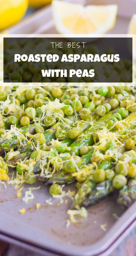 asparagus and peas on pan