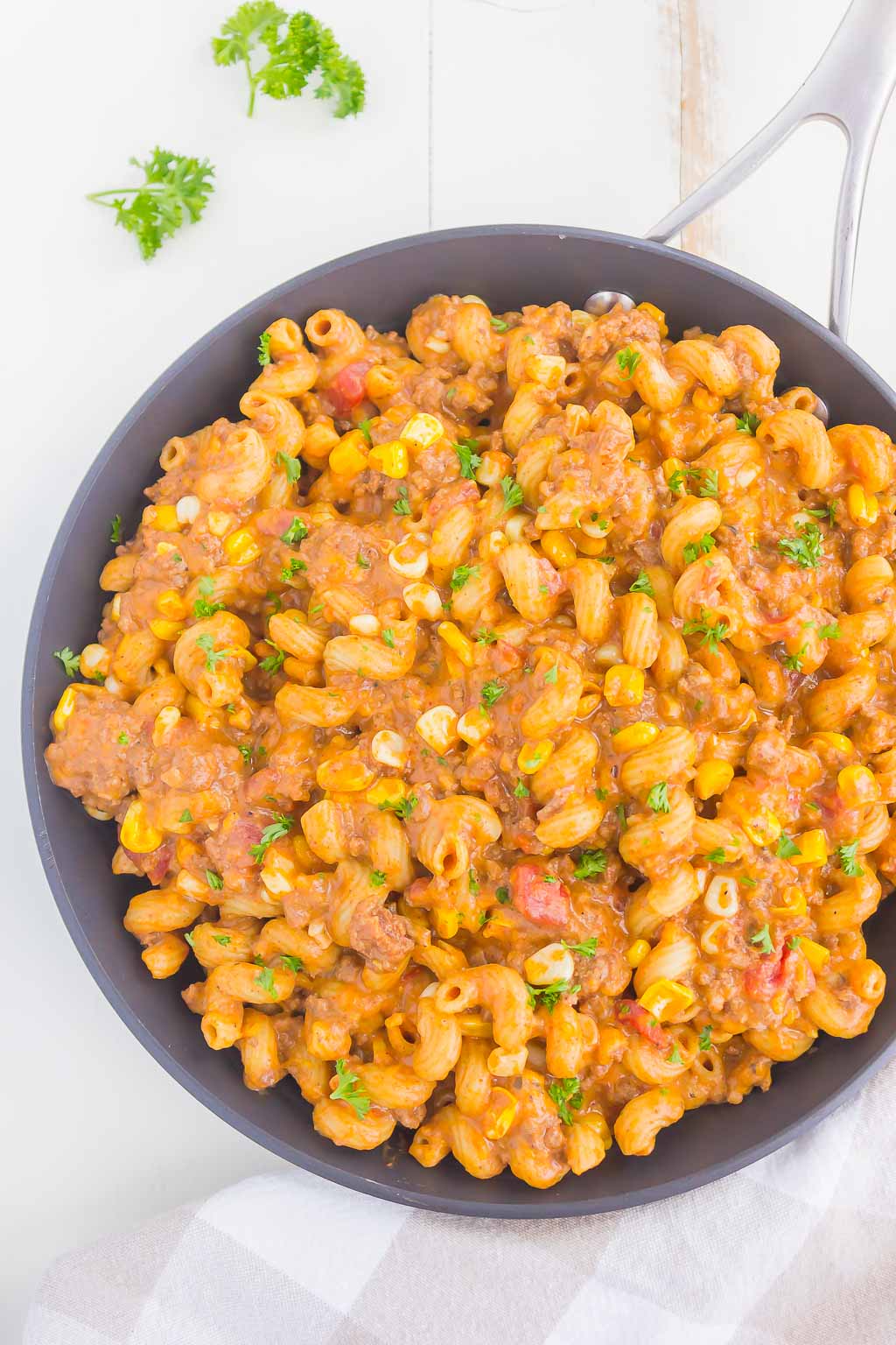 pasta in black pan