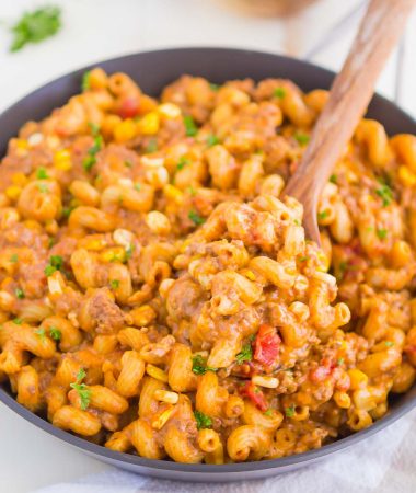 pasta in black pan