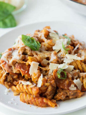 pasta on a white plate