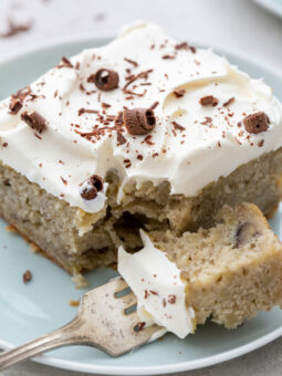 cake on a blue plate