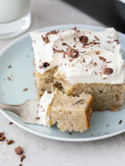 cake on a blue pan