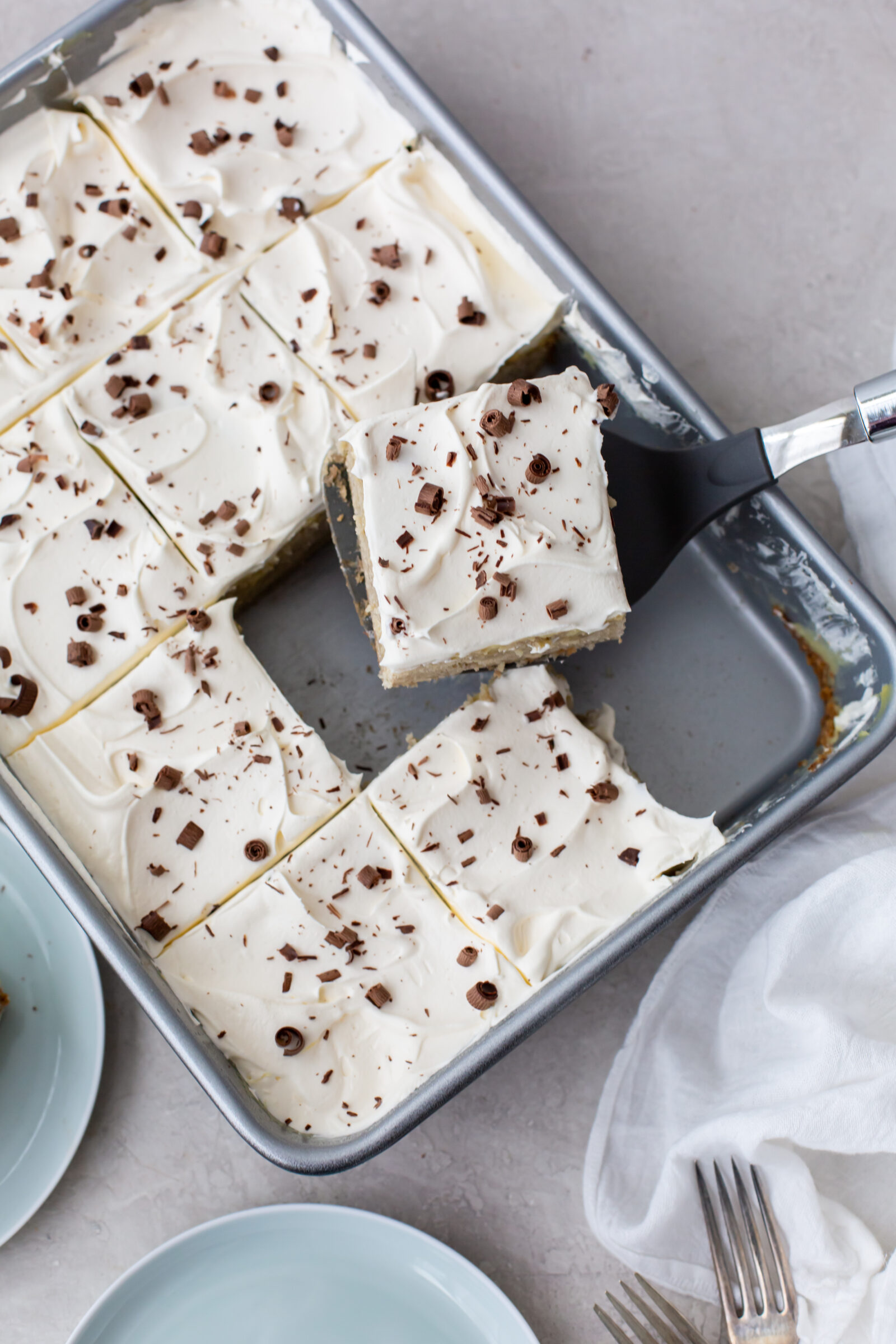 cake in a grey pan