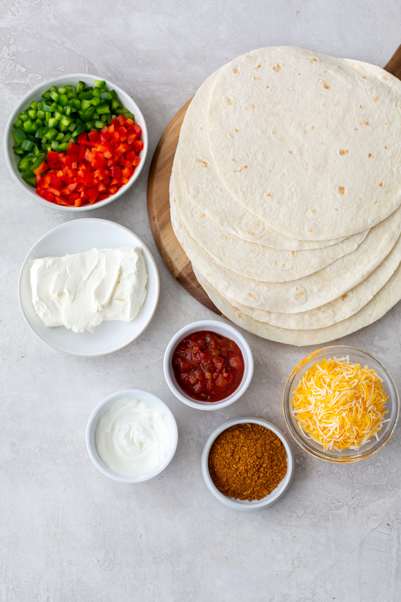 ingredients on a white board