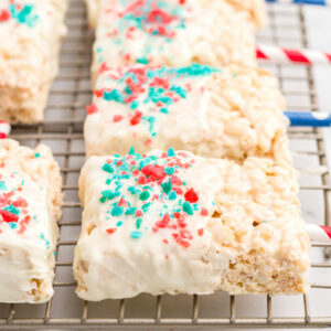 rice krispies treats on a wire racks