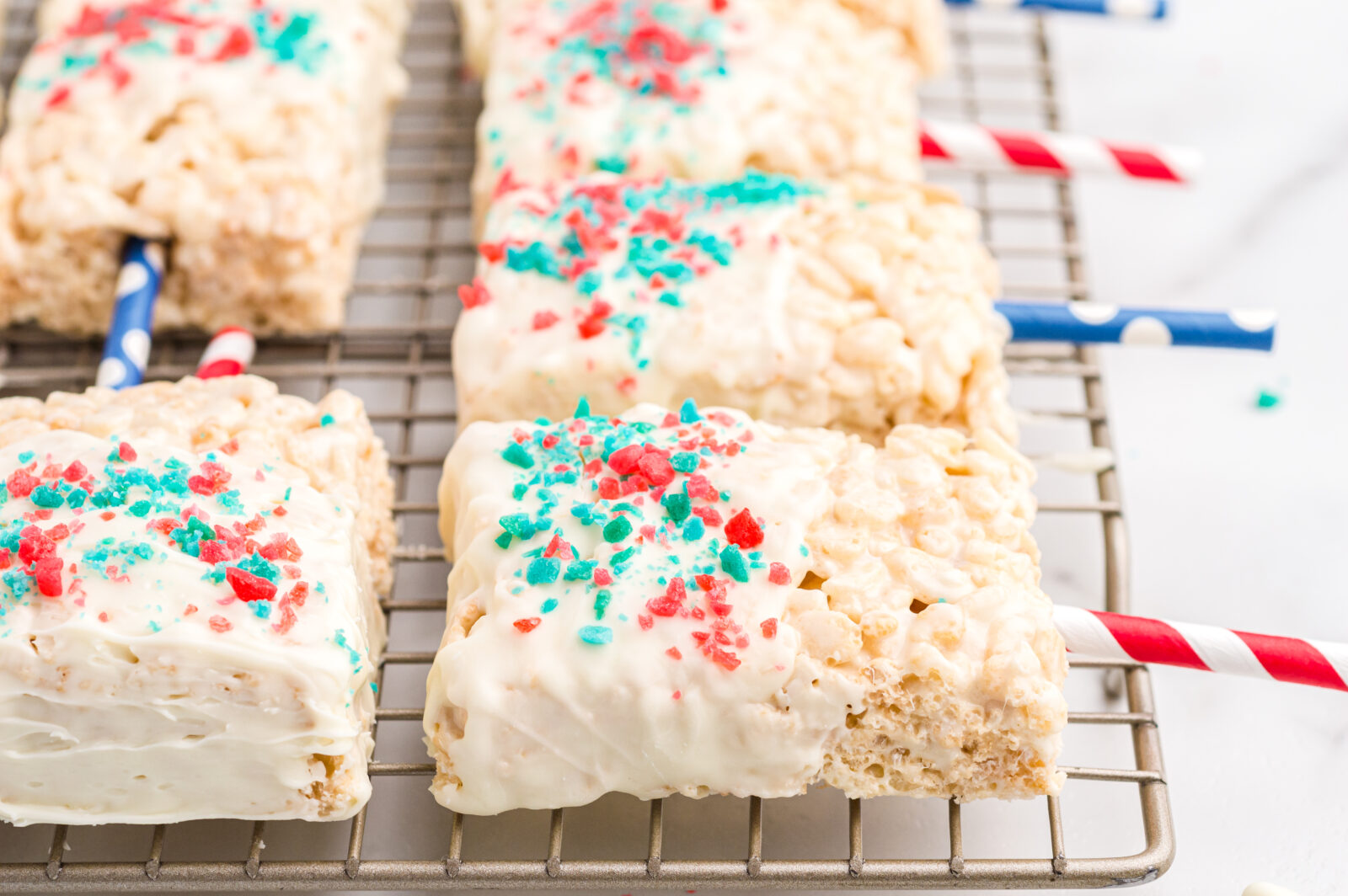 Firecracker Rice Krispie Treat Pops