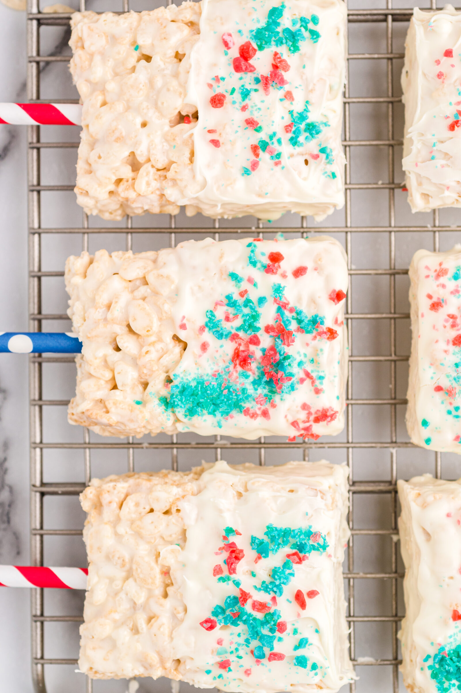 rice krispie treats on wire racks