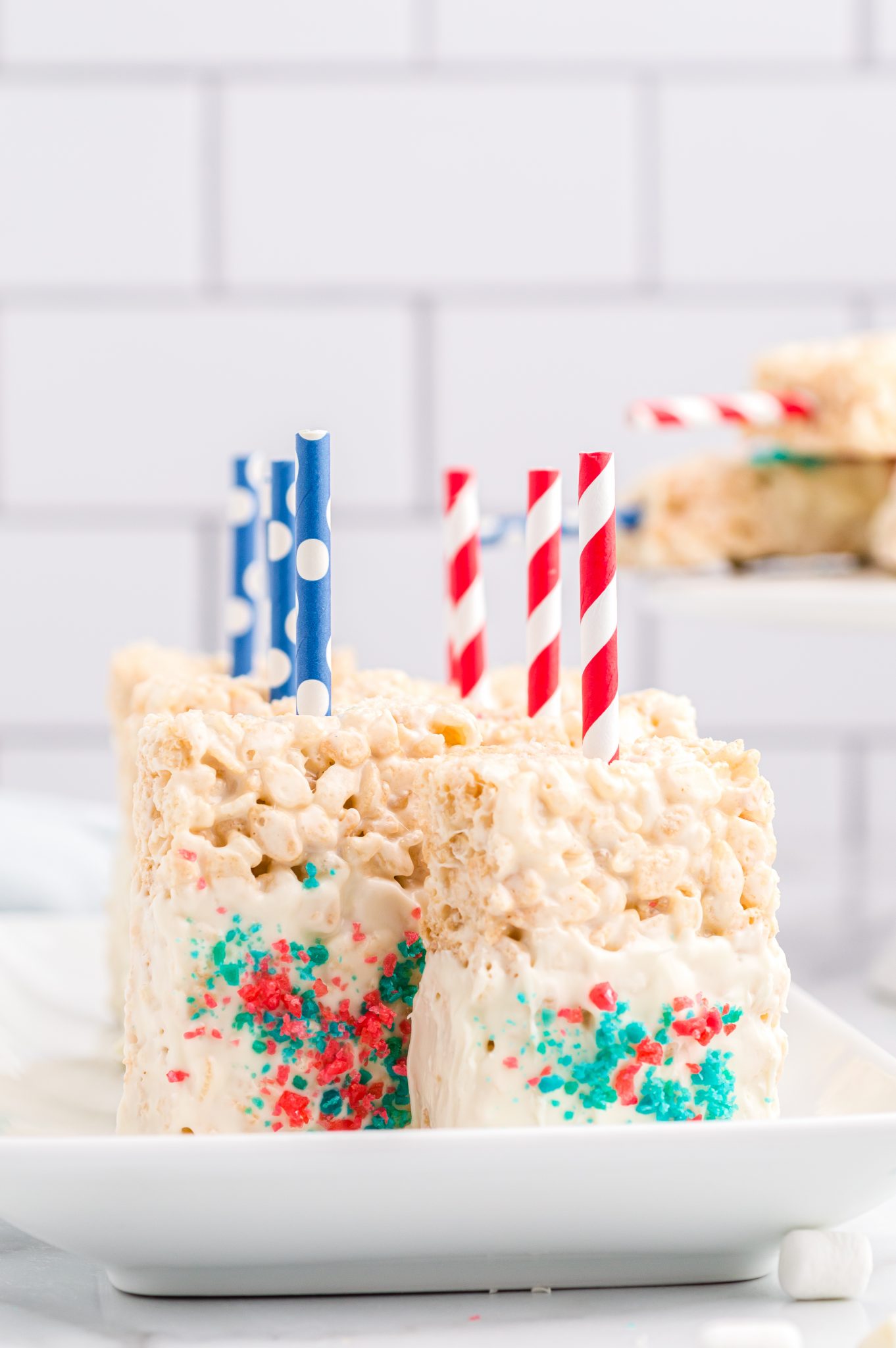 rice krispies treats on white platter