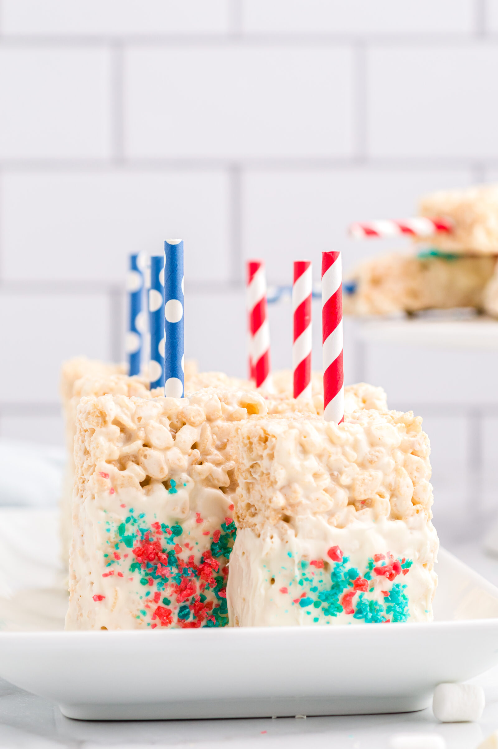 rice krispies treats on white platter