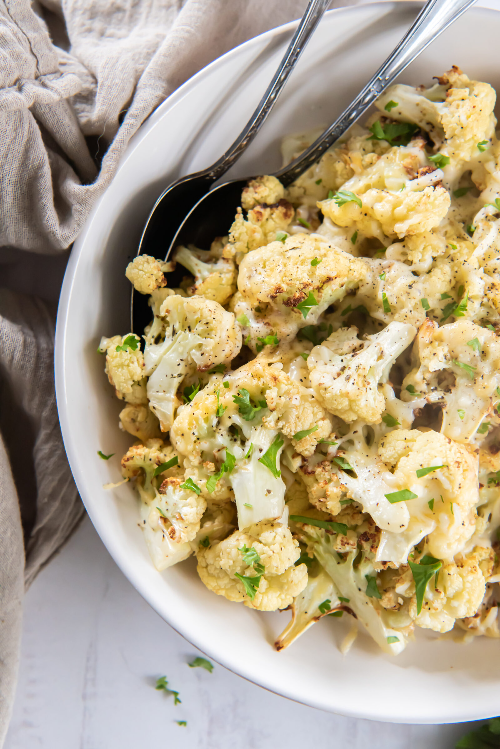 cauliflower in a white dish