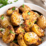 potatoes in a white dish
