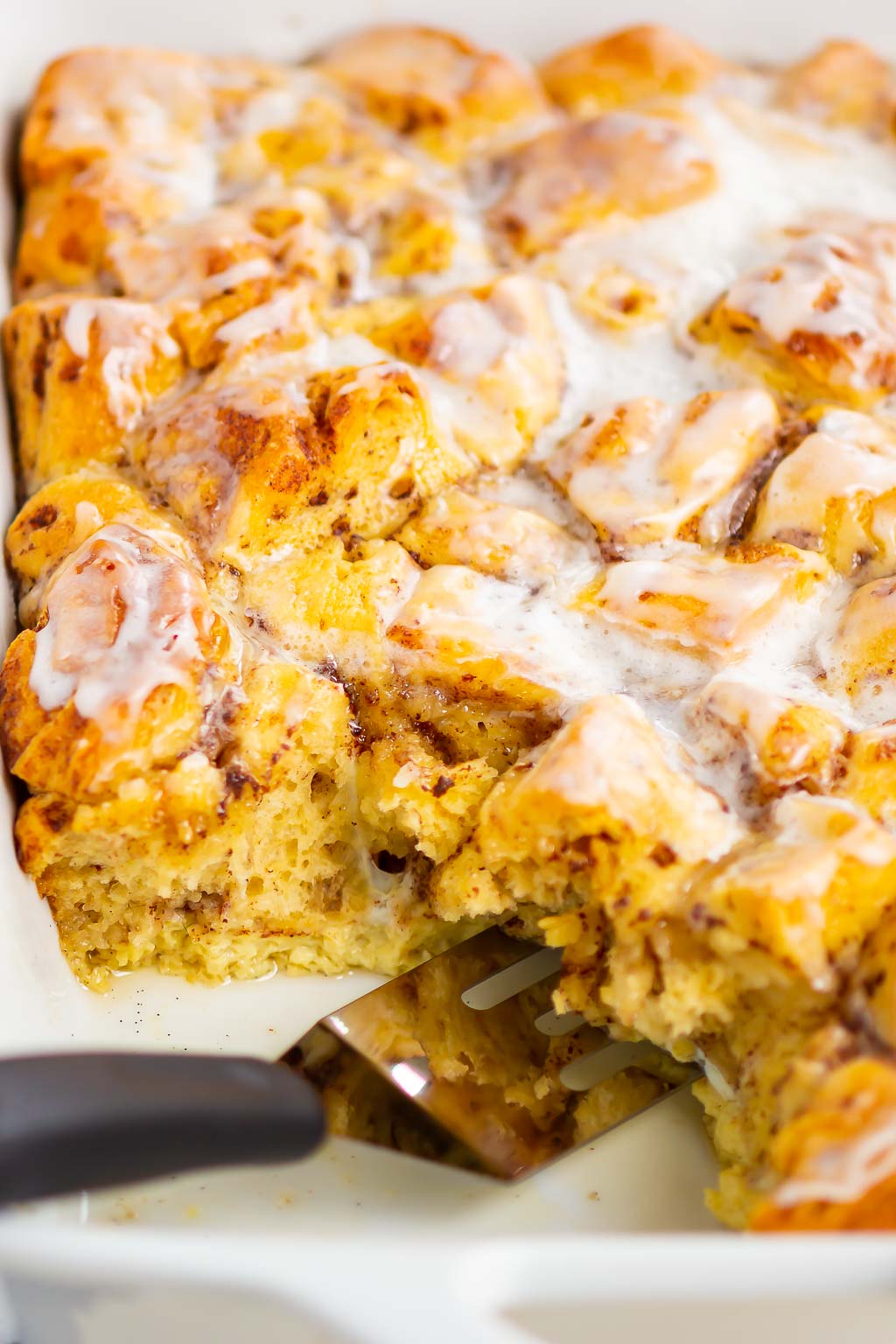 french toast in a white baking dish