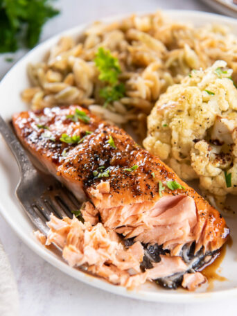 salmon on a white plate