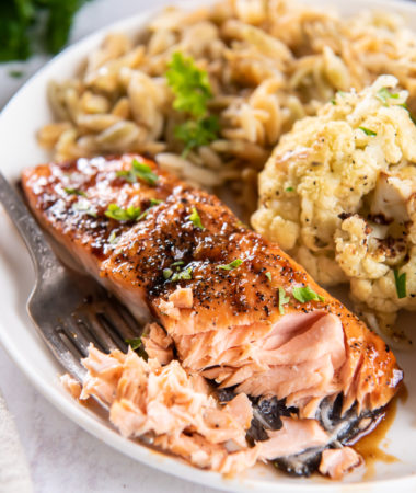 salmon on a white plate