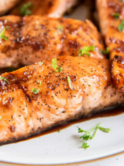 salmon on a white plate