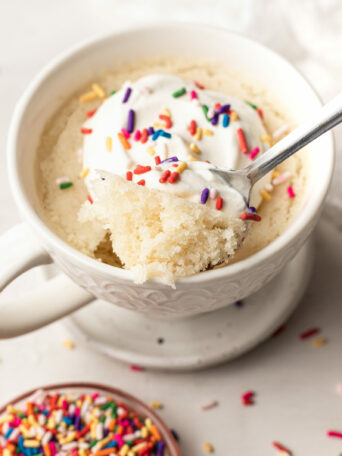 mug cake in a white mug