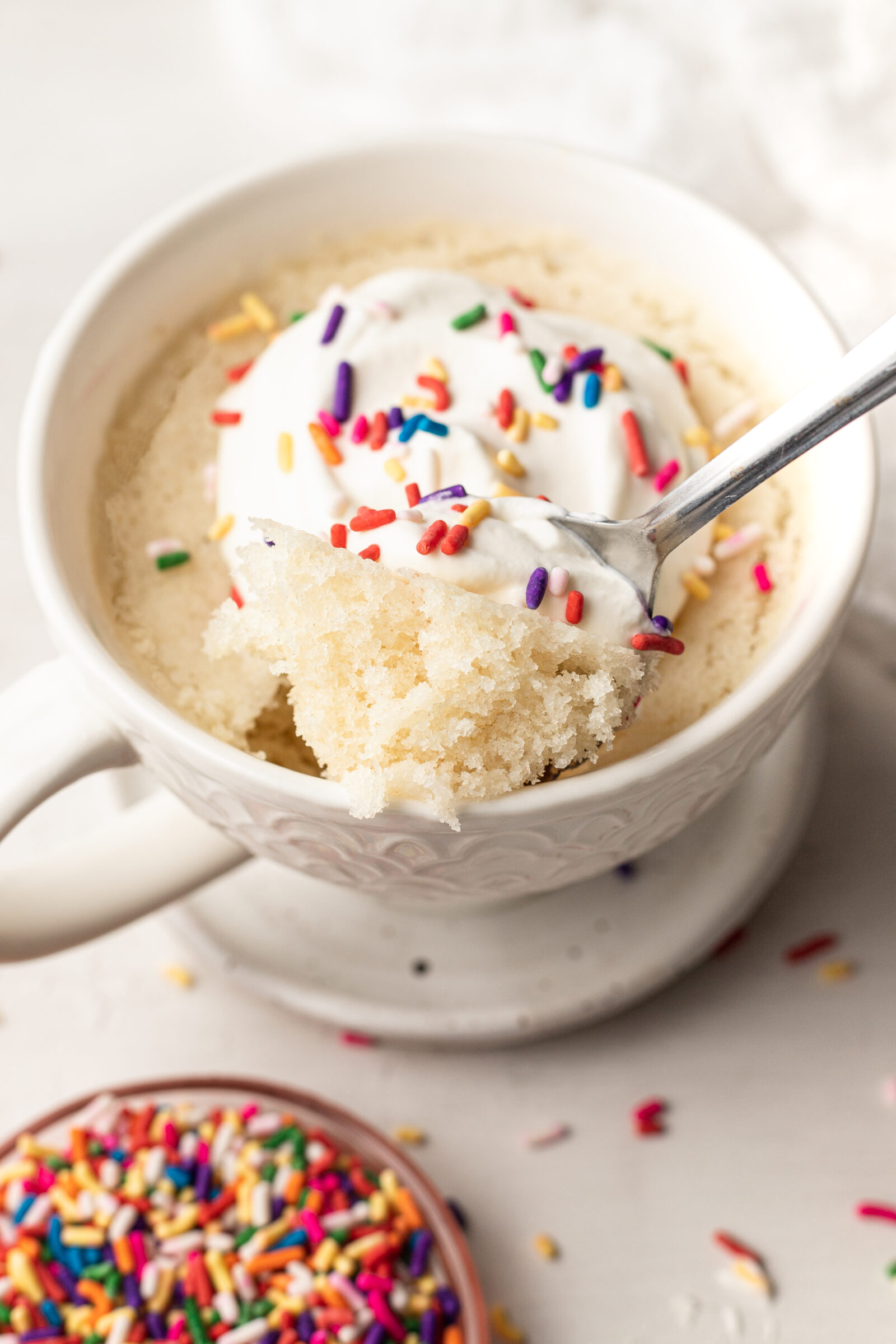 mug cake in a white mug