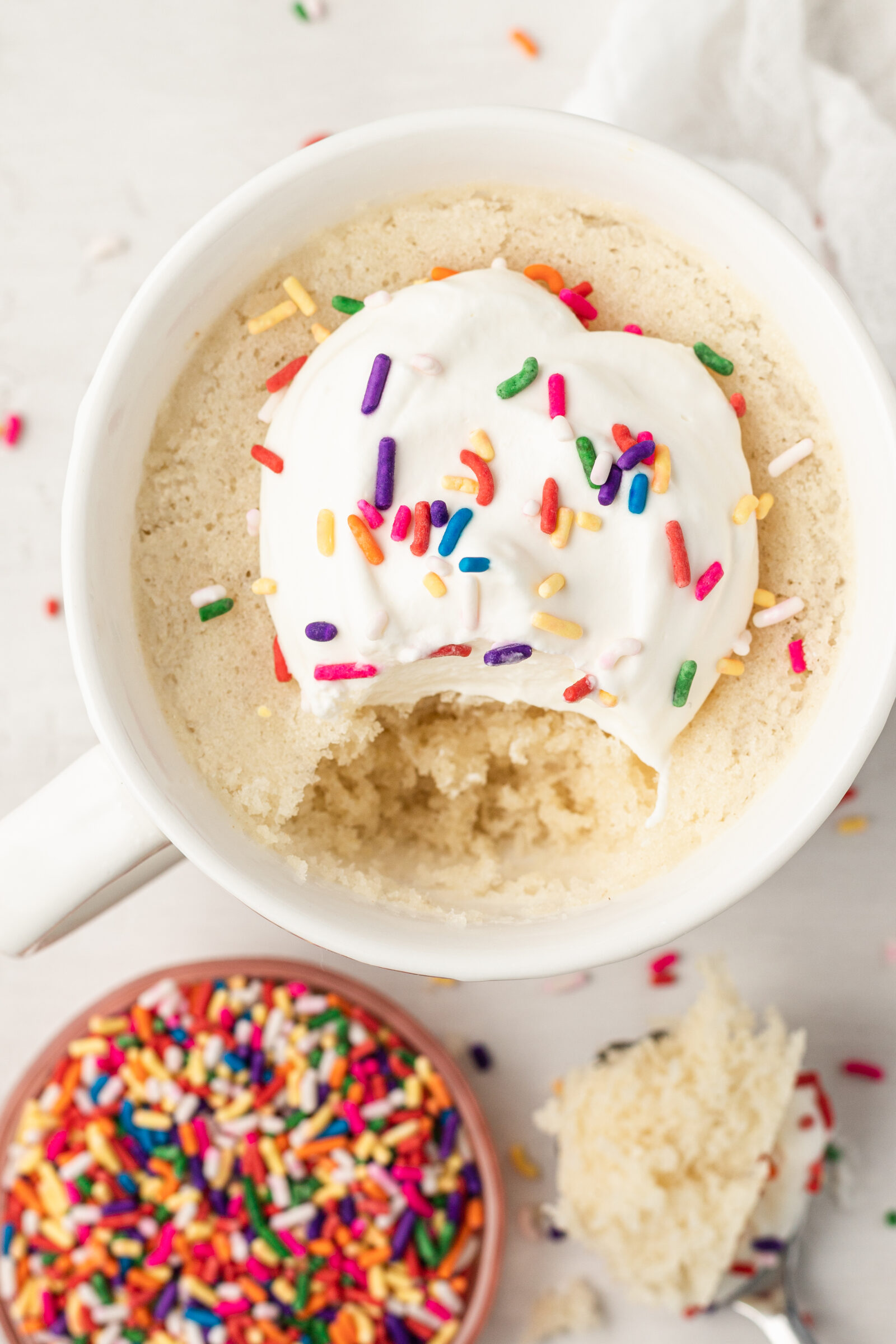 cake in a white mug