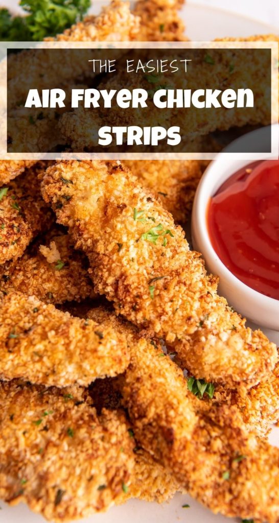 chicken strips on a white plate