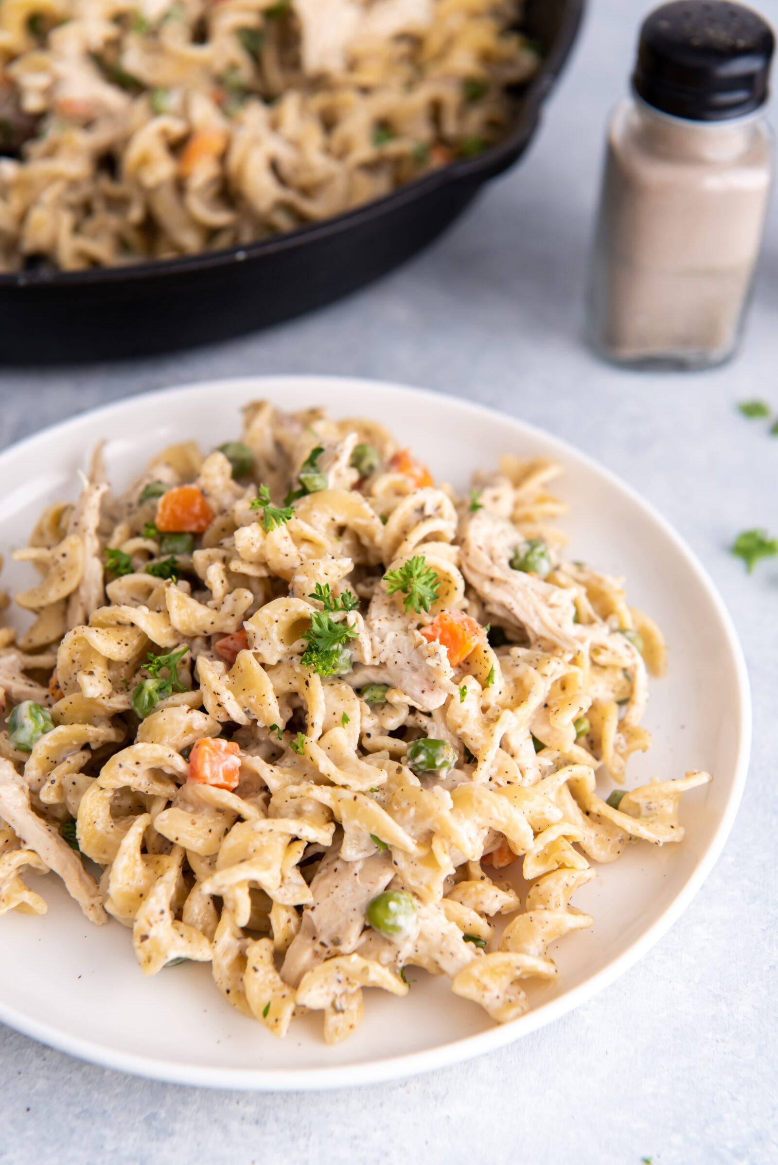 noodles on a white plate