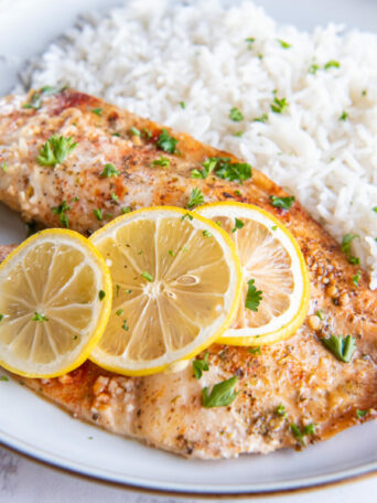 tilapia on a white plate