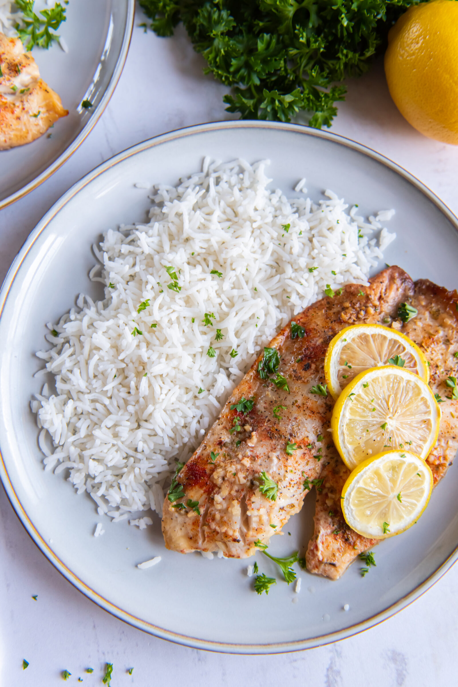 tilapia on a white plate