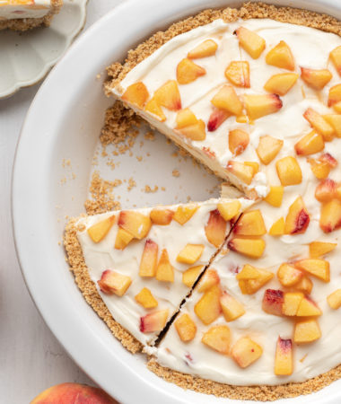 cheesecake in a white pie plate