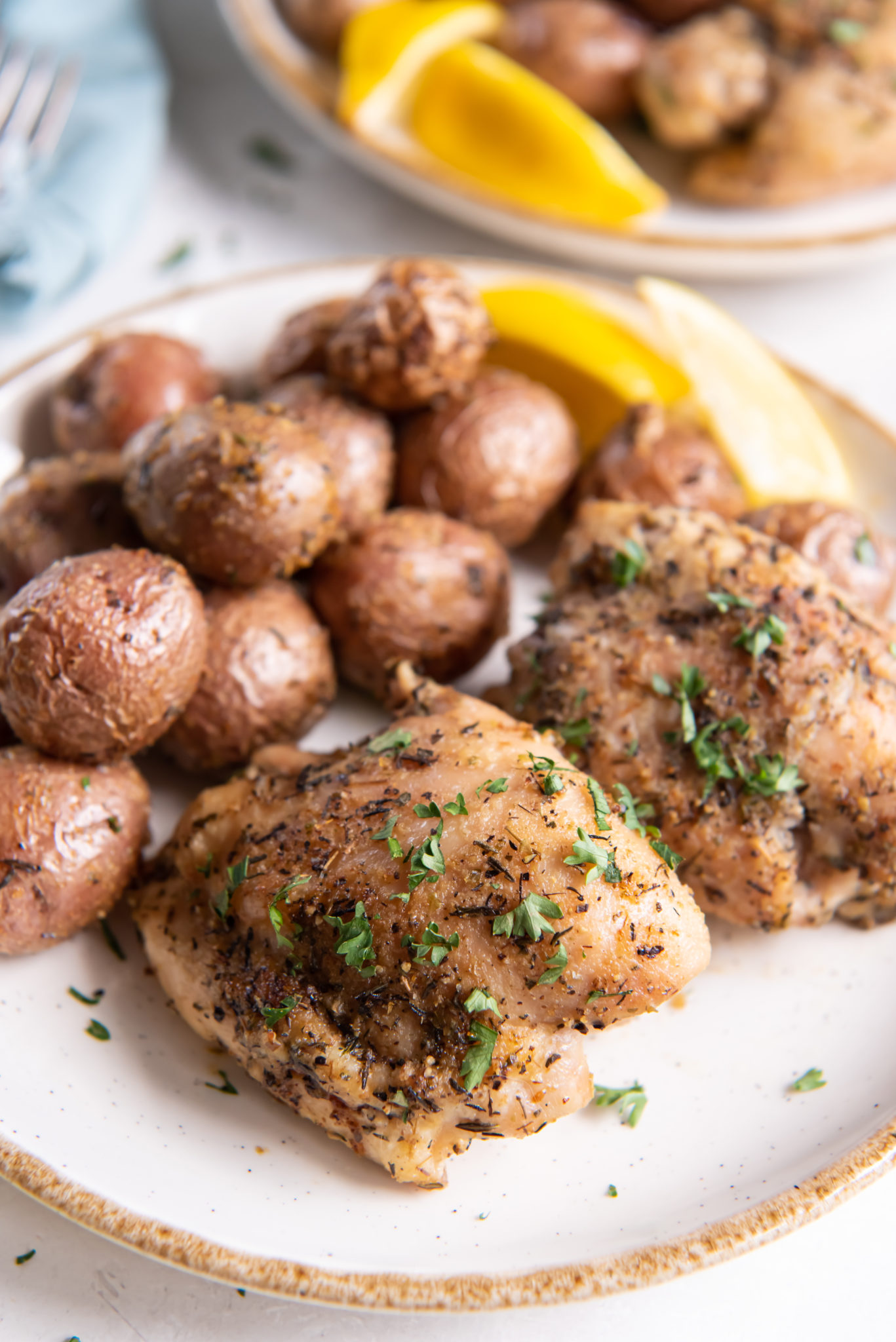 Air Fryer Chicken Thighs and Potatoes Pumpkin 'N Spice