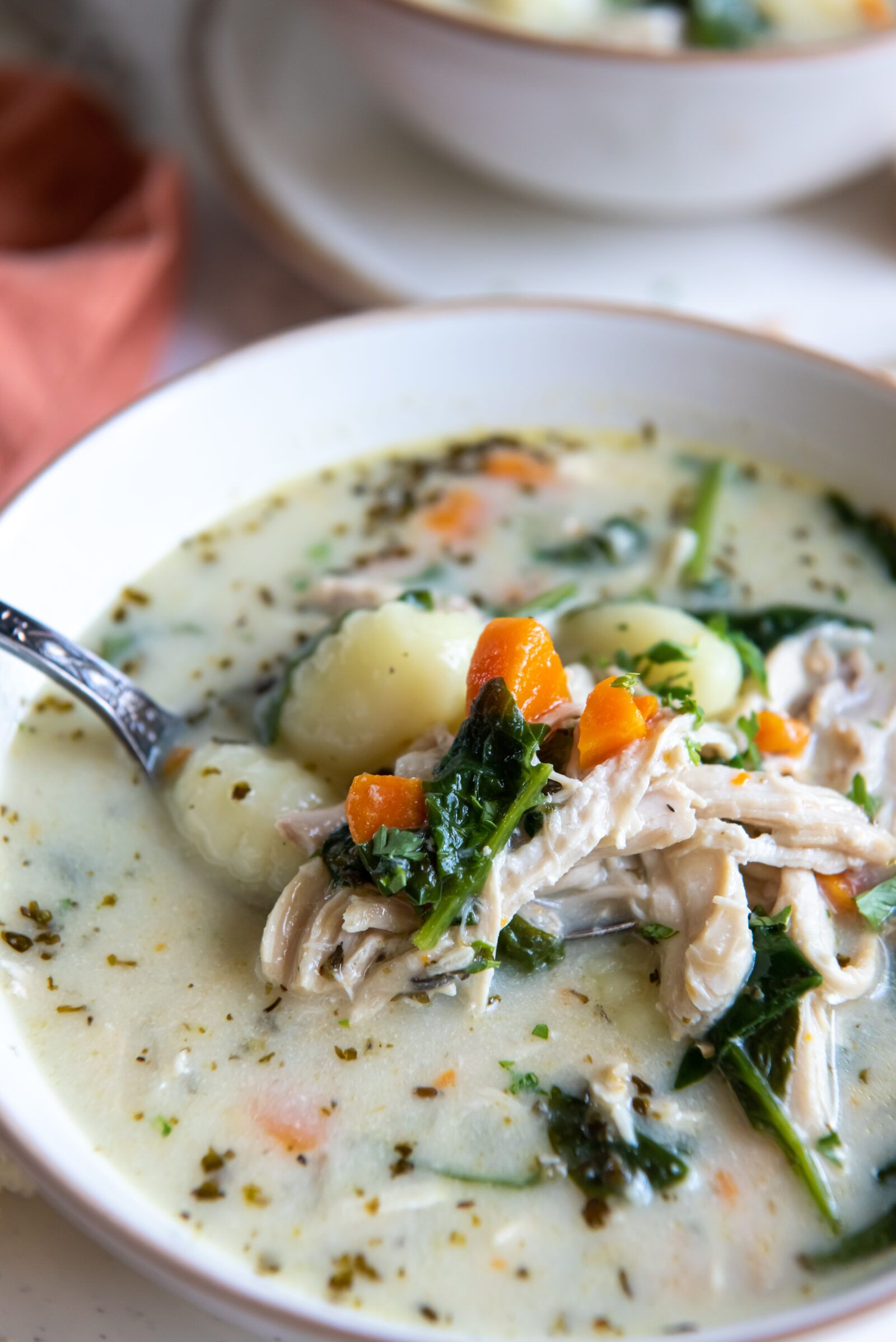 soup in a white bowl