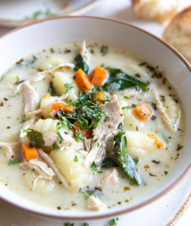 soup in a white bowl