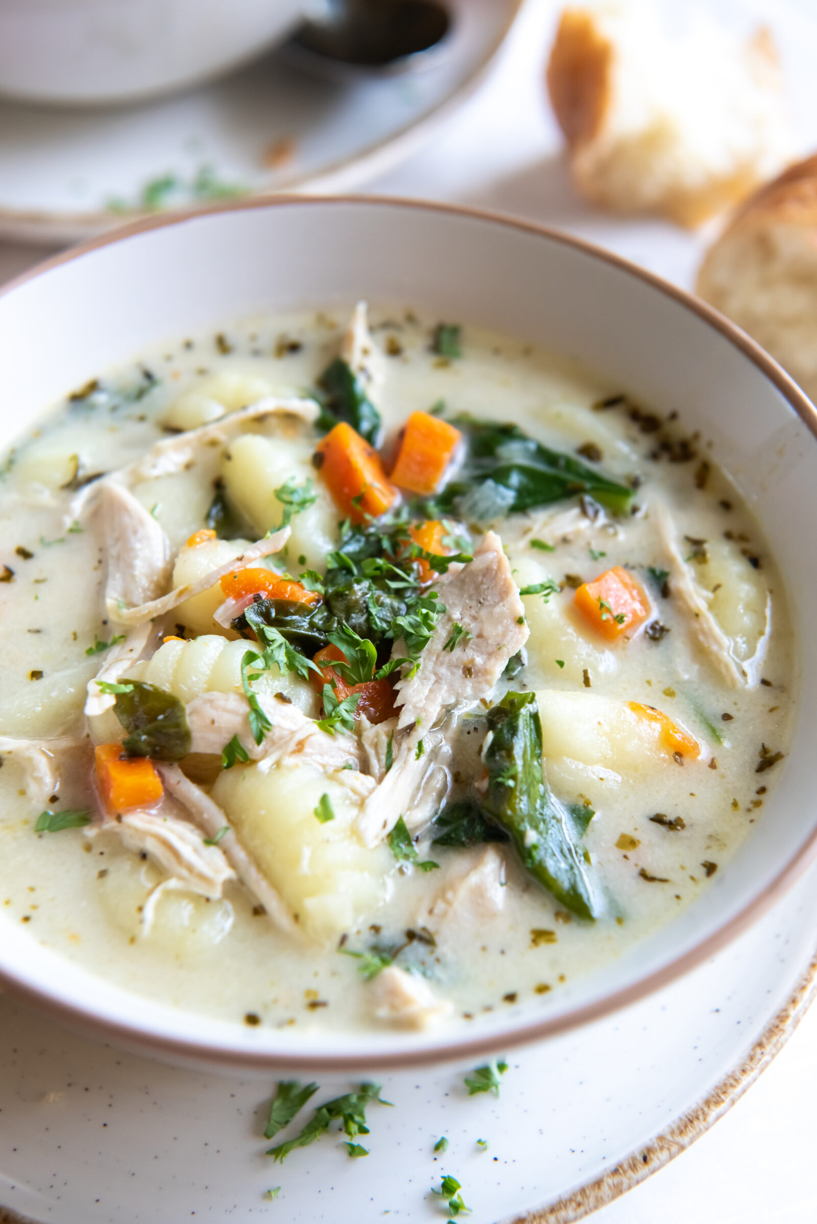 soup in a white bowl