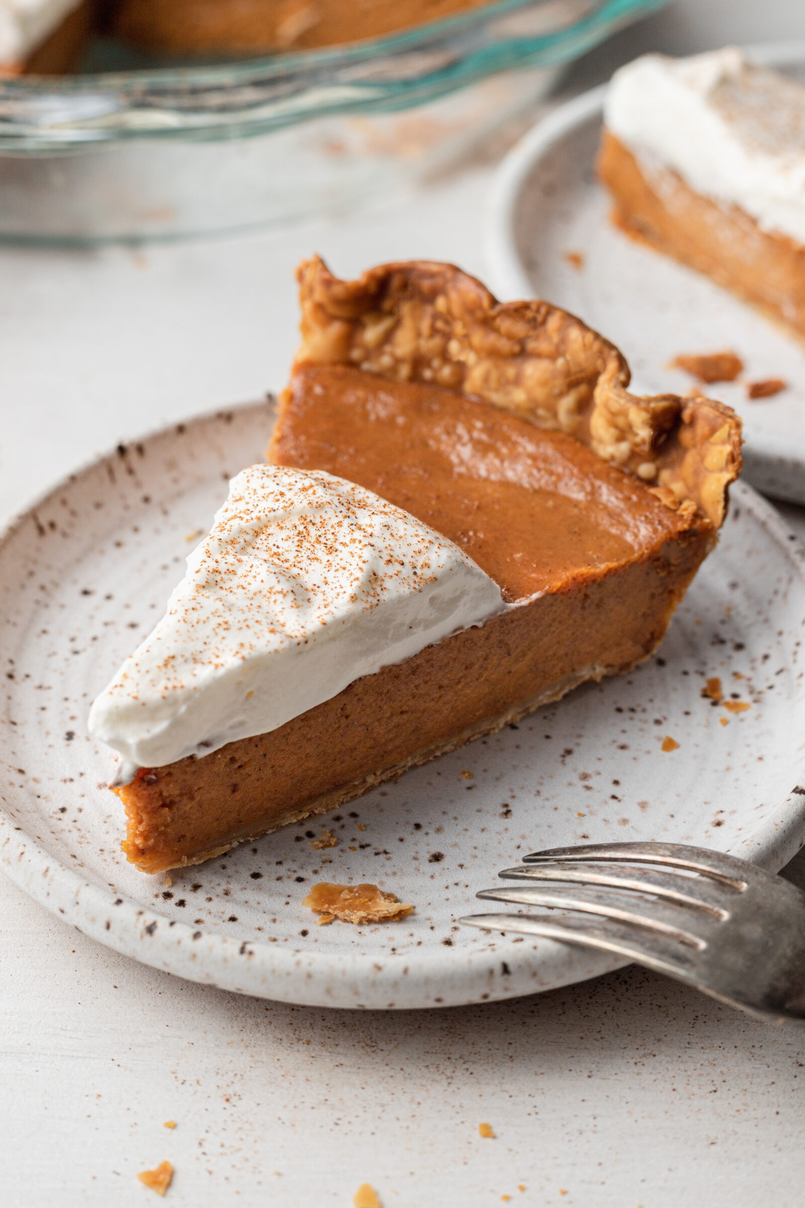 slice of pie on a white plate