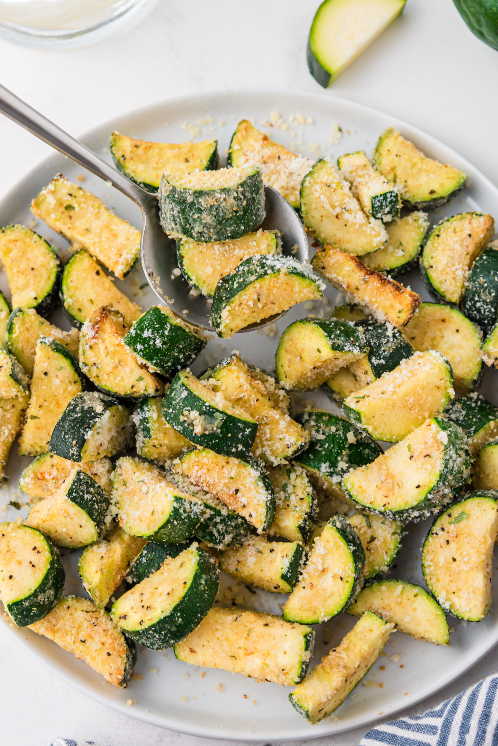 zucchini on a white plate