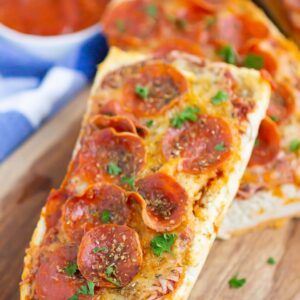 pizza on a wooden board