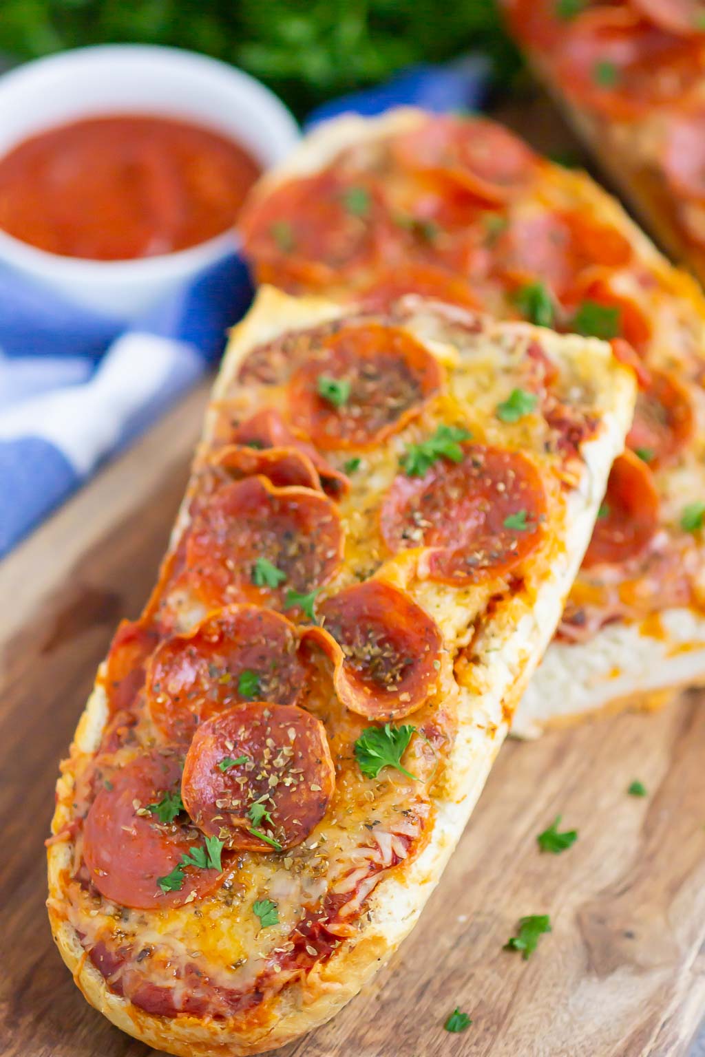 pizza on a wooden board