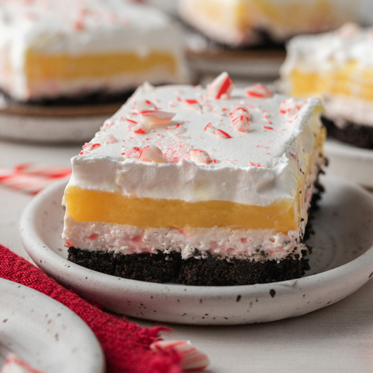 piece of dessert on a white plate