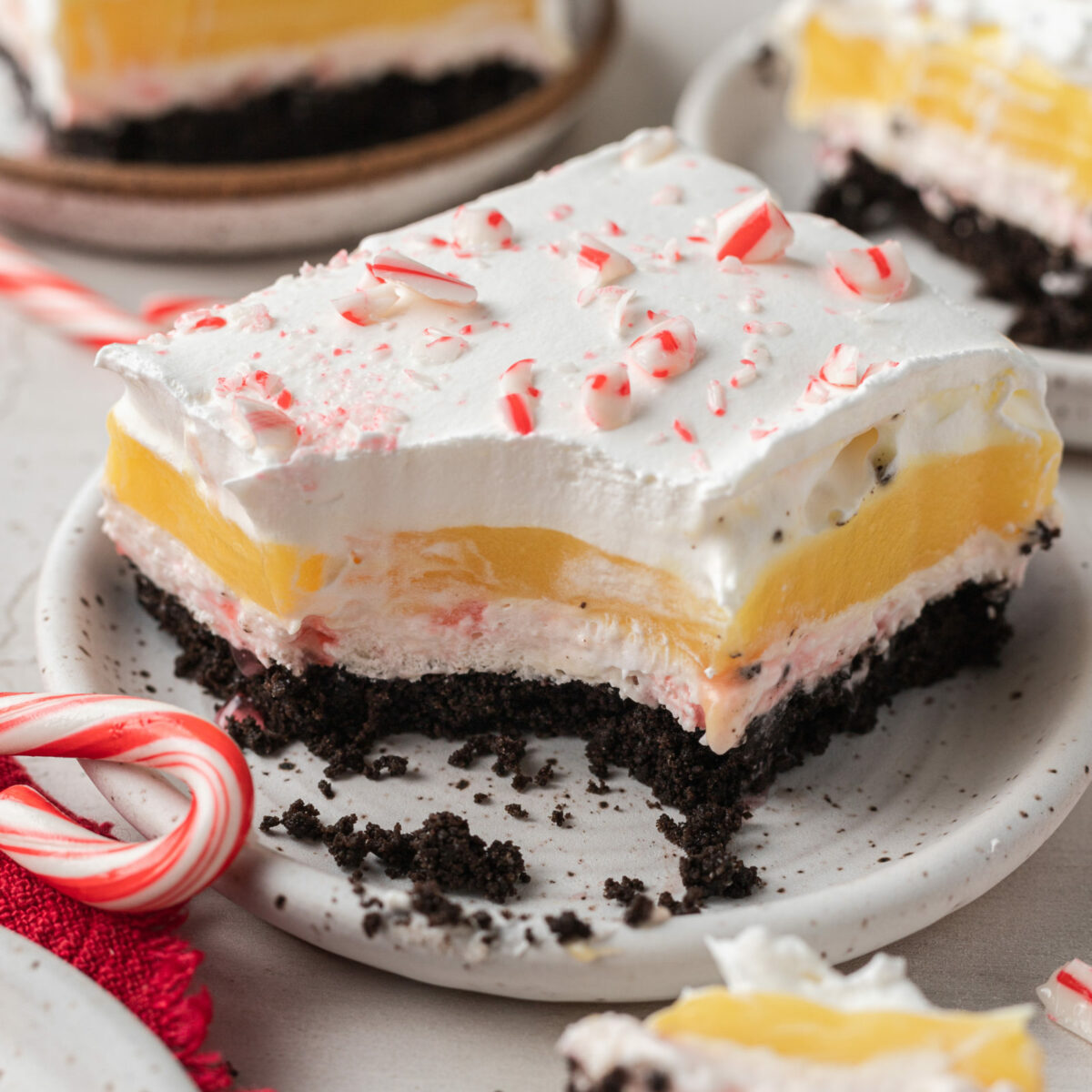 piece of dessert on a white plate