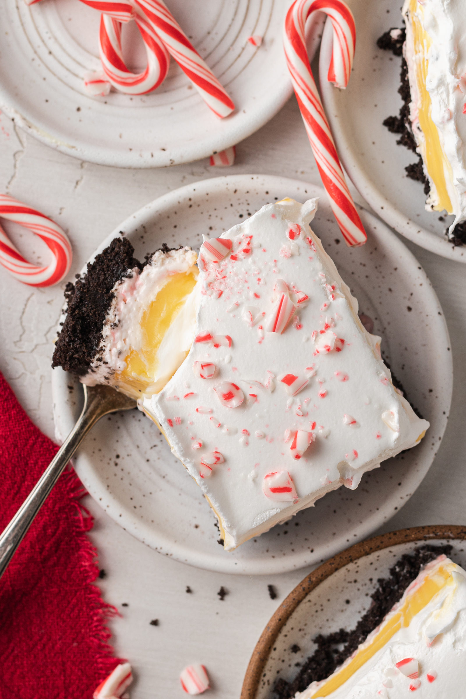 piece of dessert on a white plate