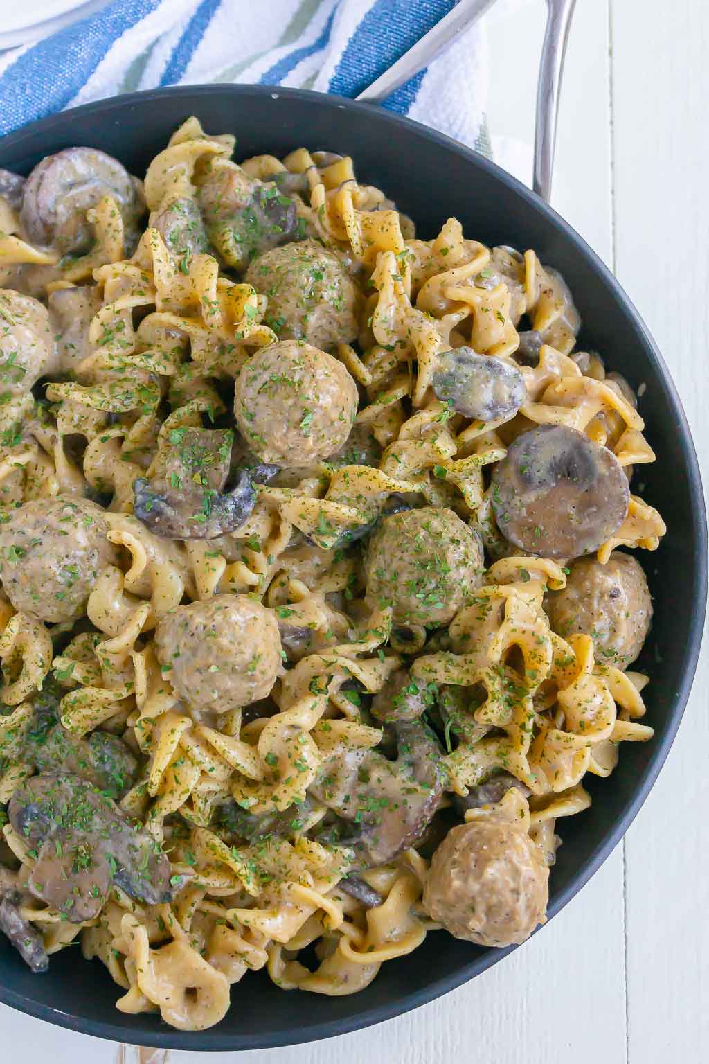 stroganoff in a black skillet