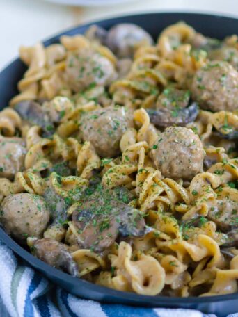 stroganoff in a black skillet