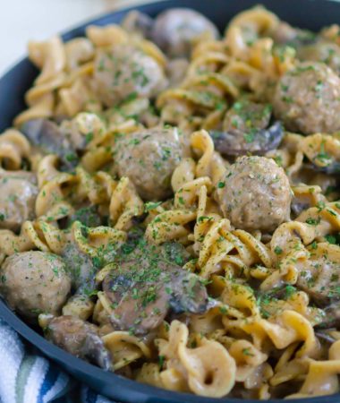 stroganoff in a black skillet