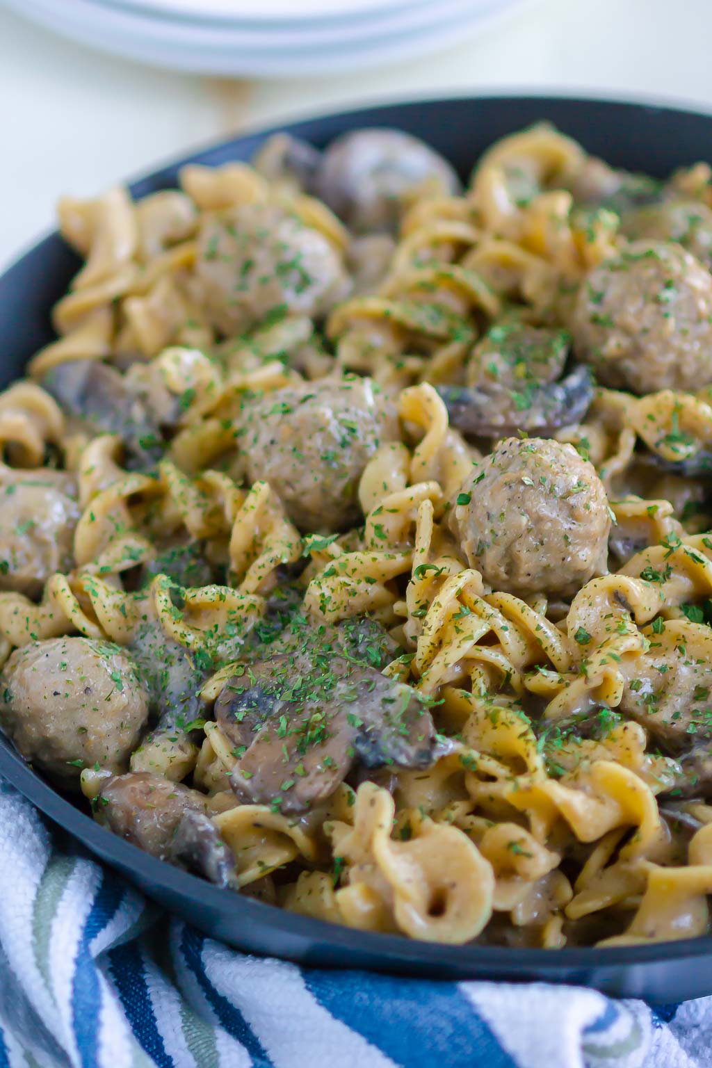 stroganoff in a black skillet