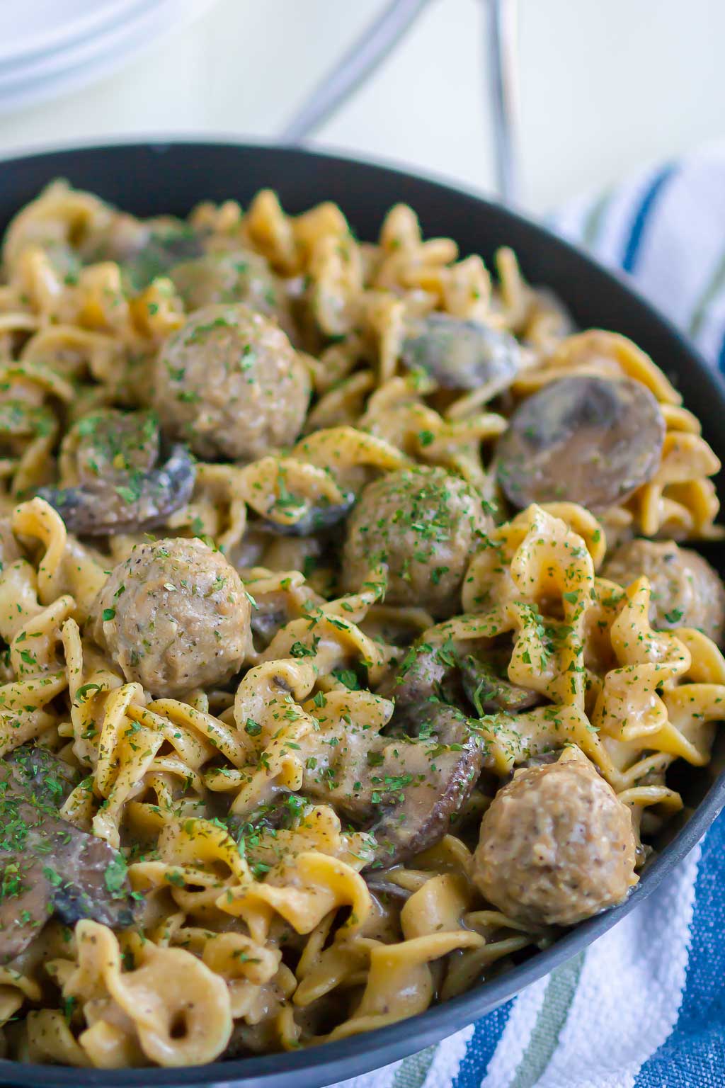 stroganoff in a black skillet