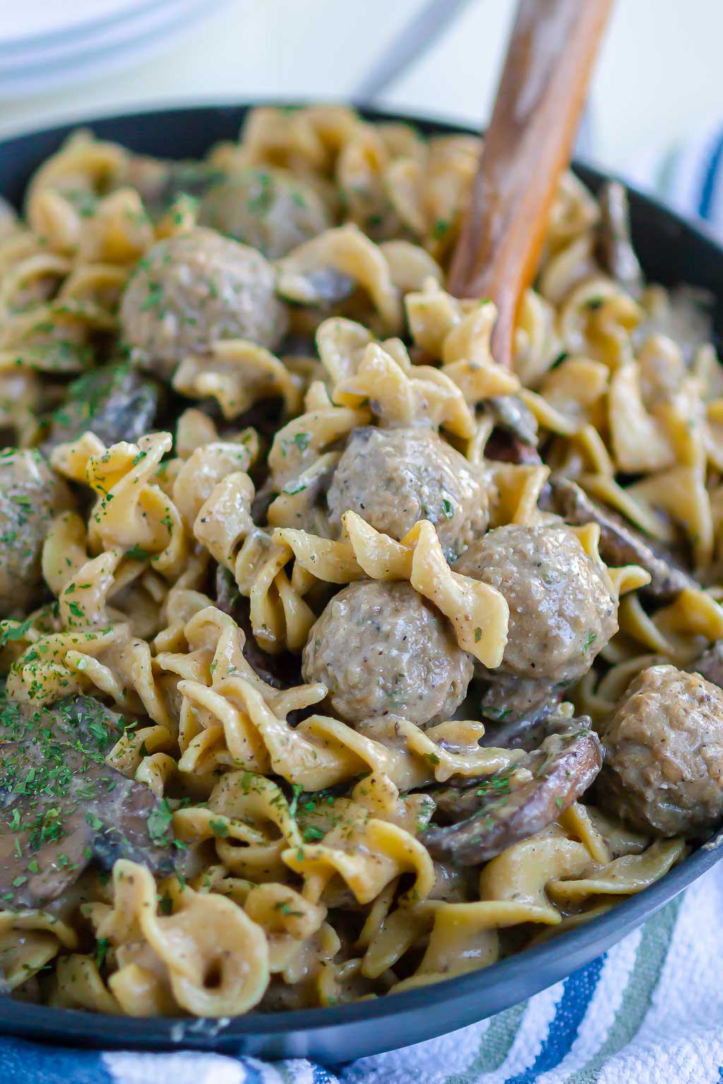 stroganoff in a black skillet