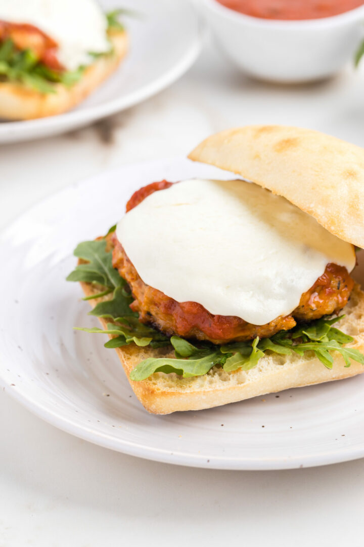 burger on a white plate